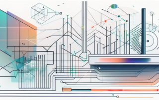 Konzeptualisierung und Designprozess fuer KI-generierte Bilder, abstrakte Grafiken und digitale Werkzeuge symbolisieren Innovation und Kreativitaet in der Technologie.