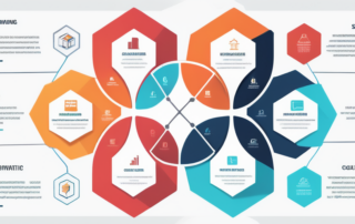 Infografik zu innovativen KI-Strategien fuer Kundenbindung mit klaren und ansprechenden visuellen Elementen in kräftigen Farben und einfachen Symbolen