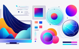 Sammlung von abstrakten Bildern mit lebendigen Farben und faszinierenden Mustern zur Verbesserung von KI-generierten Visualisierungen, betont harmonisches Design und innovative Technologienutzung.