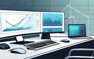 Modern eingerichteter Arbeitsplatz mit High-Tech-Computer, Symbol fuer die Bedeutung fortschrittlicher Technologie bei der erfolgreichen Textumwandlung durch Kuenstliche Intelligenz.