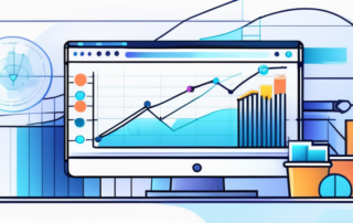 Computerbildschirm zeigt Grafik zur Webseiten-Traffic-Steigerung mit SEO-Tools und Analysen fuer digitales Marketing