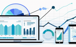 Digitale Geraete zeigen Grafiken und Analysen fuer SEO Meisterung in professioneller Umgebung zur Steigerung der Online-Sichtbarkeit.