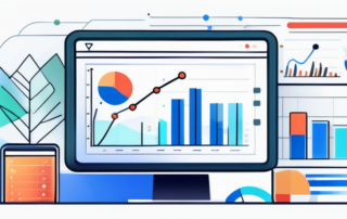 Digitaler Bildschirm zeigt SEO-Analytik und Strategie-Diagramme zur Steigerung der Online-Sichtbarkeit und Suchmaschinen-Rankings.