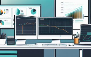 ALT-Tag: Professioneller Arbeitsplatz mit moderner Computeranlage und mehreren Bildschirmen, die Diagramme und Analysen fuer fortgeschrittene SEO-Techniken zeigen, in einem ruhigen, gut organisierten Buero, das Produktivitaet und Fachwissen im digitalen Marketing hervorhebt.