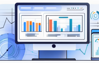 Nahaufnahme eines digitalen Bildschirms mit SEO-Analyse-Dashboard, zeigt Kennzahlen wie Keyword-Rankings, Verkehrsstatistiken und Backlink-Analyse zur Steigerung der Online-Sichtbarkeit.