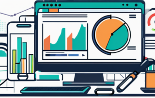 Digitale Geraete zeigen Diagramme und Analysen fuer SEO-Strategien, Lupe ueber Suchleiste zur Verbesserung der Suchsichtbarkeit.