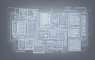 digitales Interface mit Textgenerierungstools, Icons fuer Kreativitaet, Effizienz und fortschrittliche Algorithmen