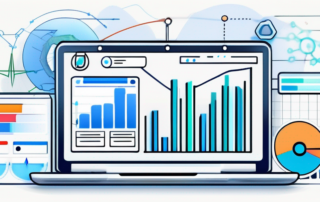 Computerbildschirm mit geoeffneten Webbrowser-Tabs, die Diagramme und Analysen zum Website-Traffic sowie Symbole fuer SEO-Tools und -Strategien zeigen.