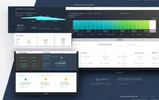 Digitales Dashboard zeigt Leistungskennzahlen wie Conversion-Rate, Klickrate und ROAS, symbolisiert Performance-Marketing.