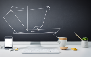 dynamische tafel mit diagrammen aufwaertstrends symbolisieren erfolg performance marketing laptop smartphone auf holztisch integration technologie