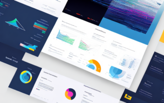 Moderner digitaler Interface mit bunten Grafiken und Analyse-Tools zur Erhoehung des Website-Traffics.