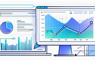 Dynamische Website-Oberflaeche mit SEO-Tools und Analytik-Grafiken zur Optimierung fuer bessere Suchmaschinen-Indexierung.